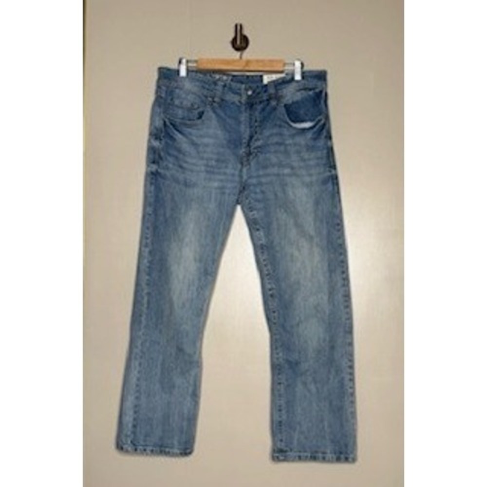 Axel Mens Slim Boot Light Wash Denim Jeans 36x30 Blue Flap Pocket Stitching‎